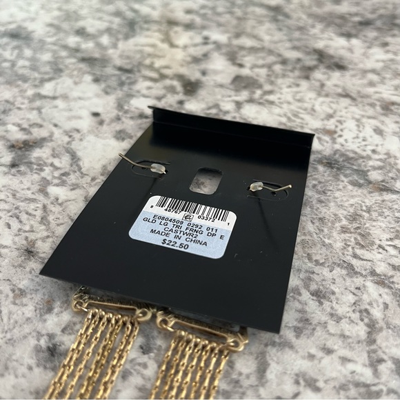 I.N.C International Concepts Gold Triangle Fringe Drop Earrings - Picture 5 of 5